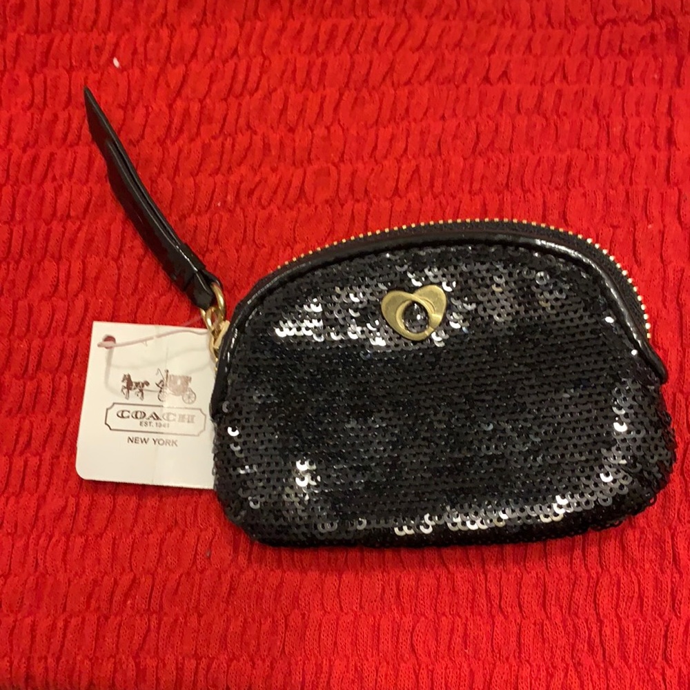 Coach Black sequins coin purse